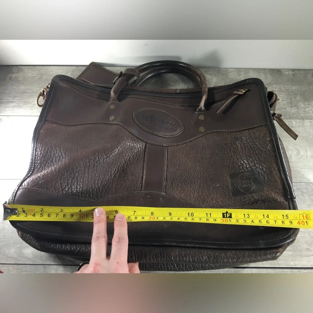 J W Hulme Original Heavy Leather Briefcase Messenger Overnight American Made